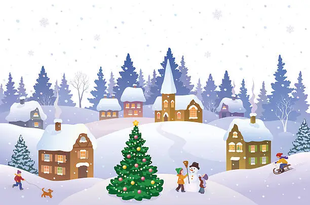 Vector illustration of Christmas landscape