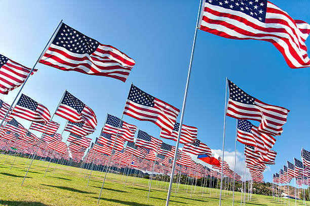 istock American flags displaying on Memorial Day 495639832