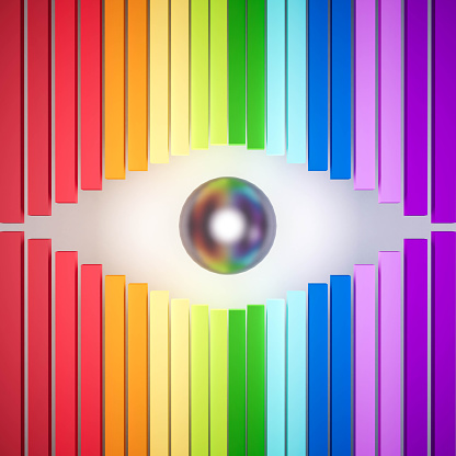 3d rendered, colorful rainbow abstract eye