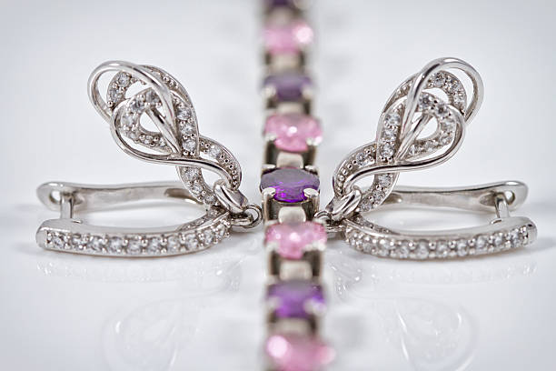 istock Elegant silver earrings in the shape of a horseshoe 495646830