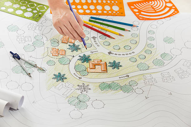istock Landscape Designs Blueprints For Resort. 495646934