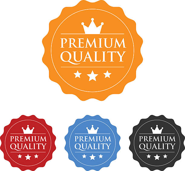 premium-qualität-siegels oder label flache symbol - siegelstempel stock-grafiken, -clipart, -cartoons und -symbole