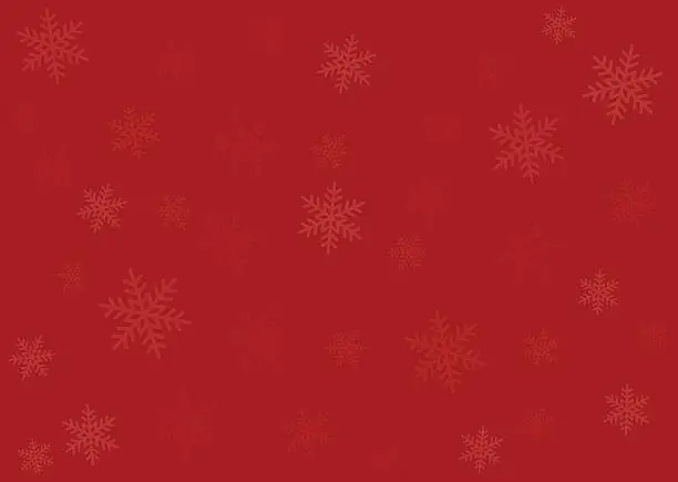 Vector illustration of Merry Christmas red wrapping paper background with snowflakes