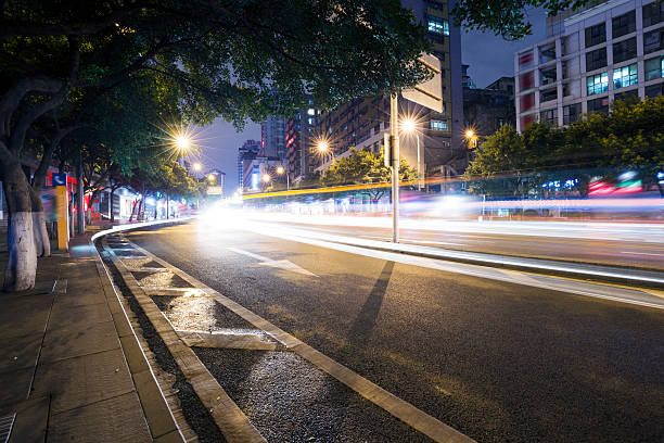 istock China Chongqing city road light trails 495647638