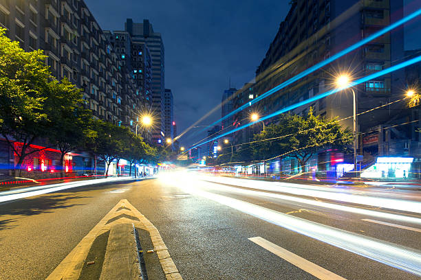 istock China Chongqing city road light trails 495647724