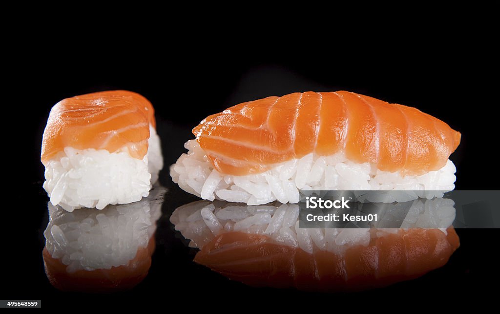 Japanese seafood sushi set Japanese seafood sushi set on black background Asia Stock Photo