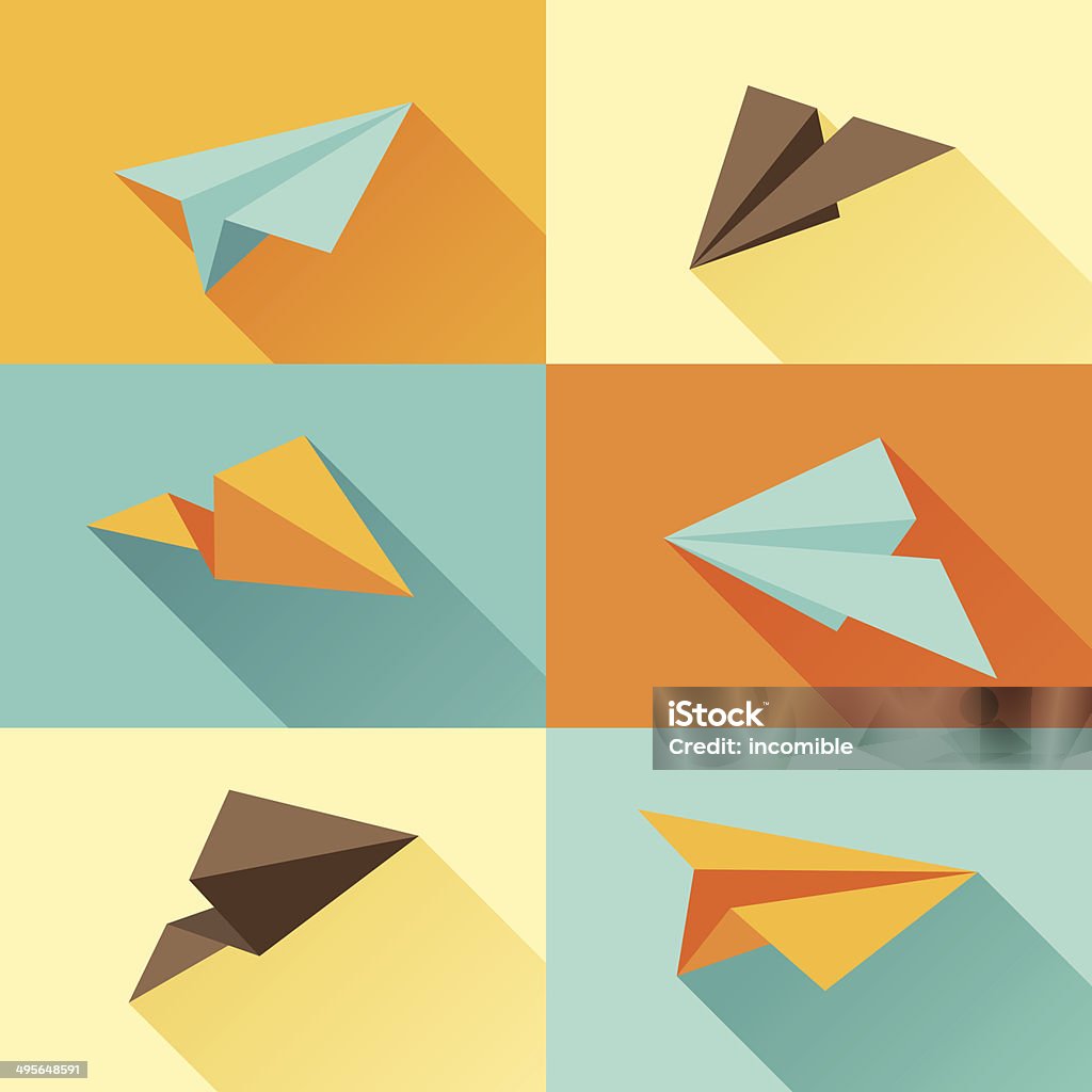 Set of paper planes in flat design style. Abstract stock vector