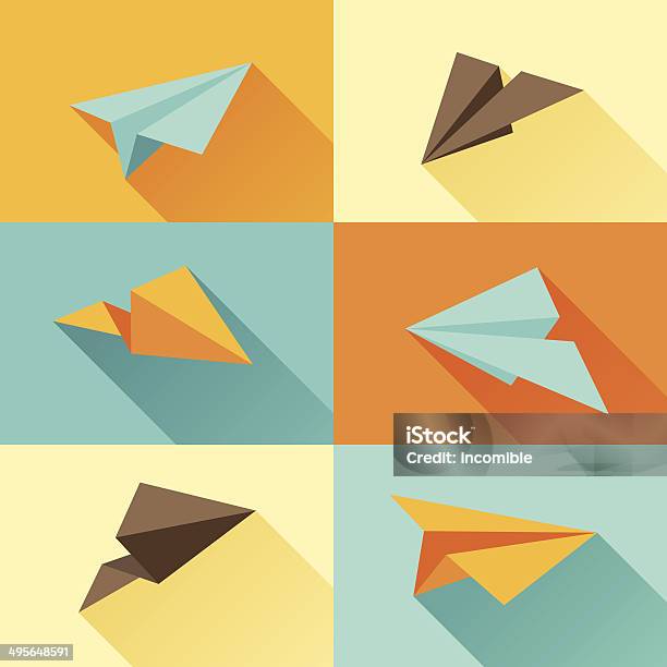 Set Of Paper Planes In Flat Design Style Stock Illustration - Download Image Now - Abstract, Air Vehicle, Airplane