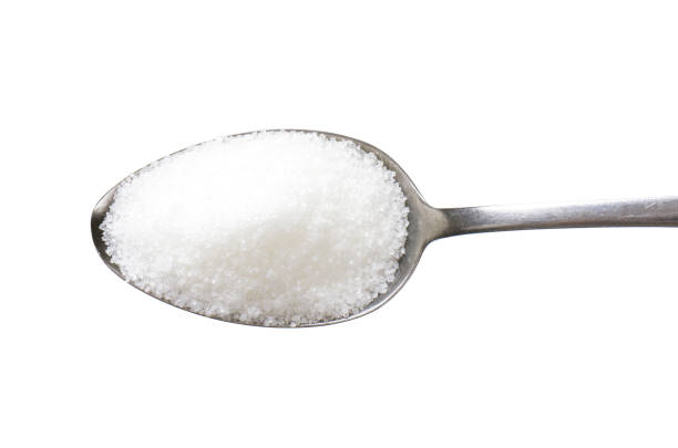 White sugar Spoon of fine granulated sugar teaspoon stock pictures, royalty-free photos & images