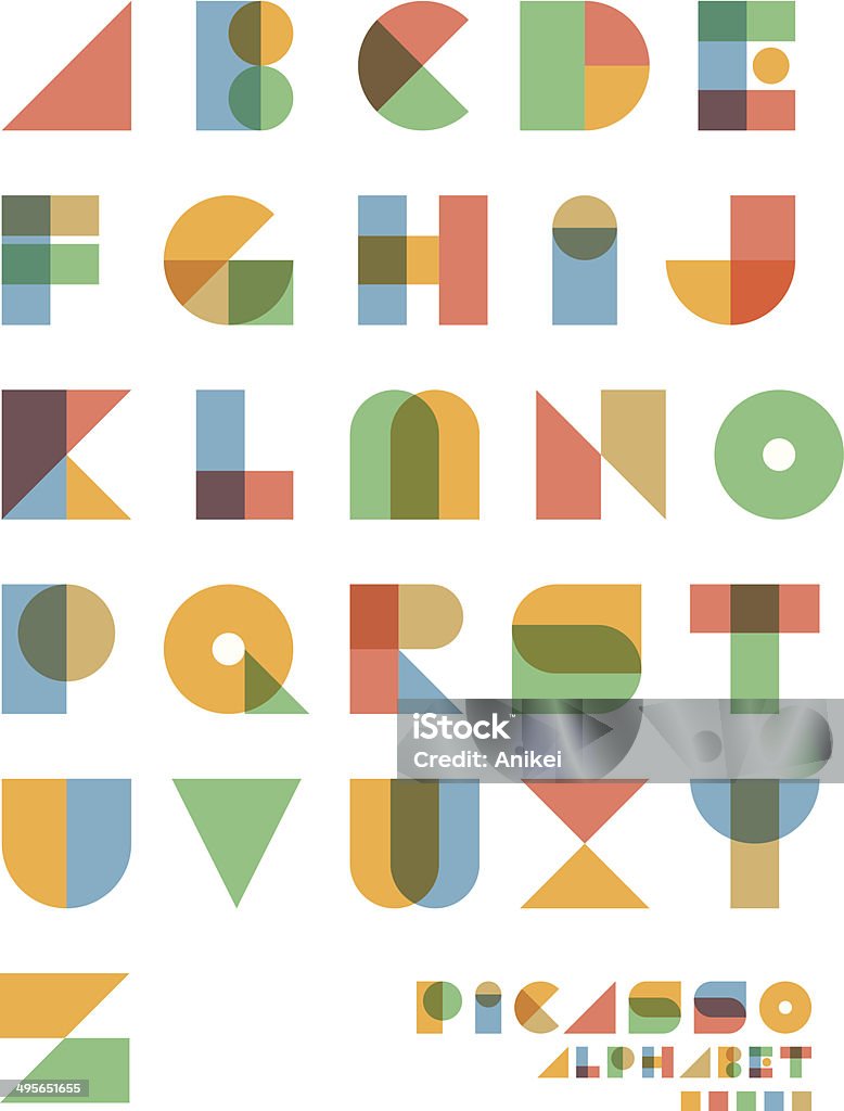 Pop art Cubist vector alphabet set Pop art "Cubist" alphabet Typescript stock vector