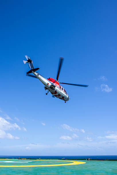 istock Helicopter take off from oil rig 495651752