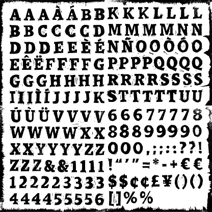 High resulution scan of  a woodcut slab serif typeset