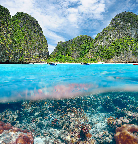 istock Lagoon with coral reef underwater view 495652903