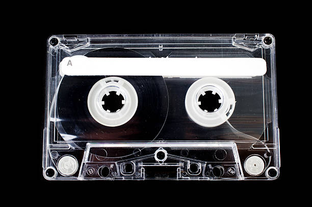 Cassette tape on black background stock photo