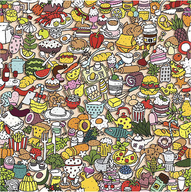 Food seamless pattern vector art illustration