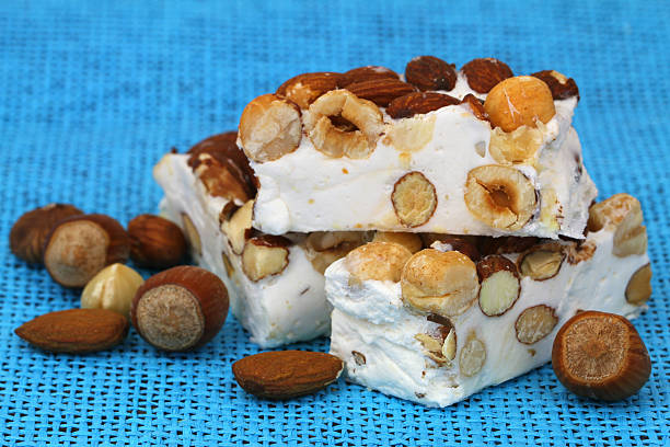 istock Almond and hazelnut nougat, close up 495655837