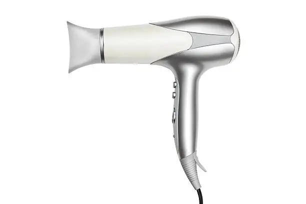 Gray hairdryer isolated on white