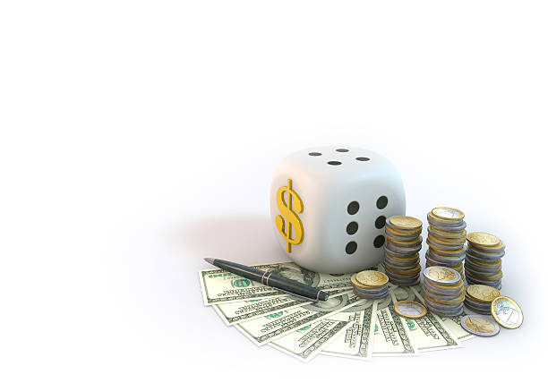 istock Risk of Business_Dice with Dollar bill on white background 495663064