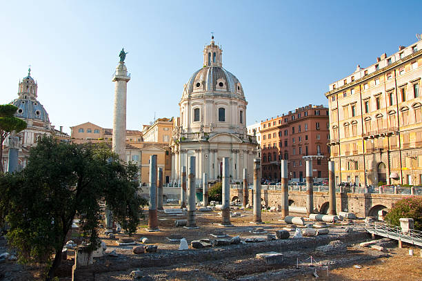 istock Panoramic view of the forum with the Trajan's Column.Italy. 495665465
