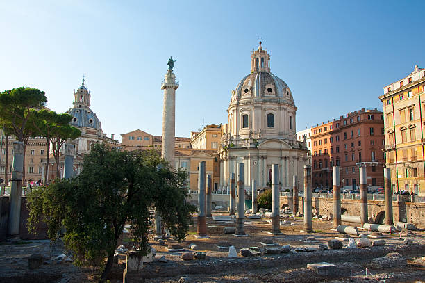 istock Panoramic view of the forum with the Trajan's Column. Rome. 495665467