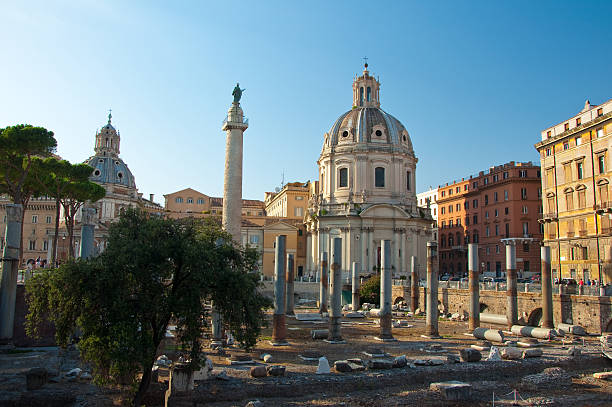 istock Panoramic view of the forum with the Trajan's Column. Rome. 495665469
