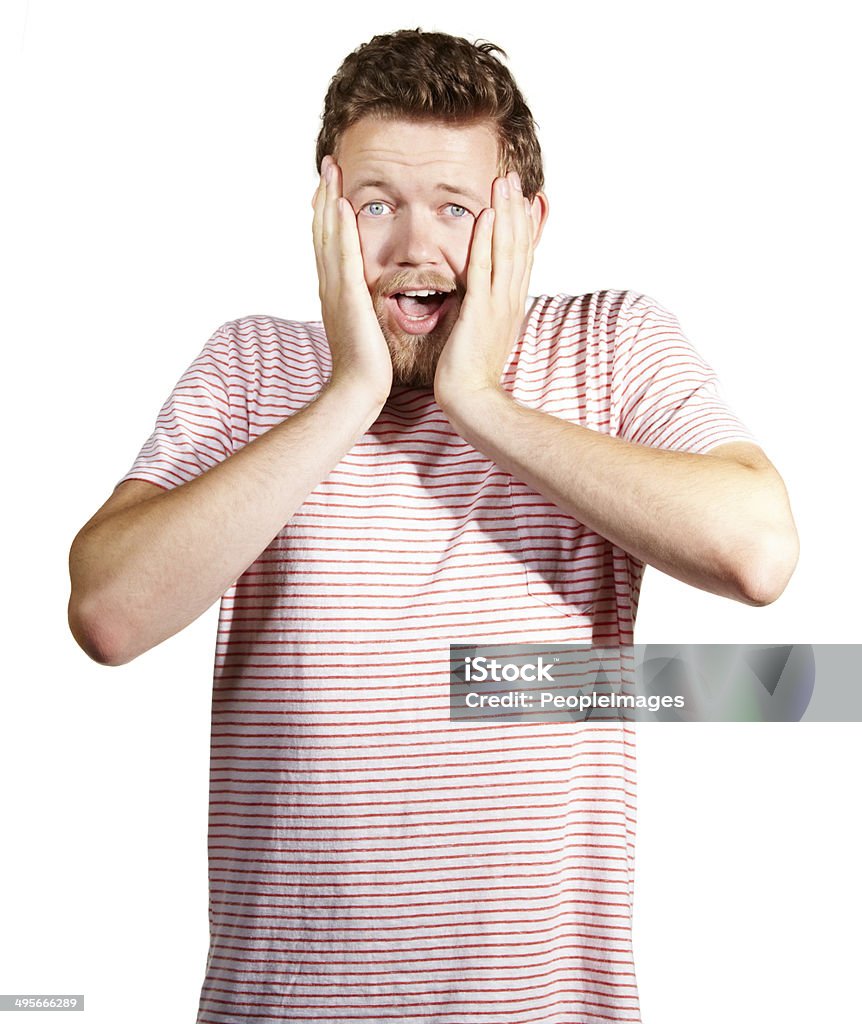 Oh no!! A cropped portrait of a shocked young man, isolated on white 20-24 Years Stock Photo