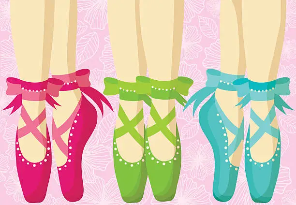 Vector illustration of Postcard with beautiful feet in pointe