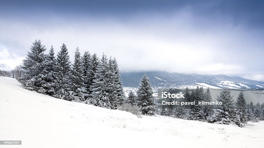 winter scene in mountains Nice winter scene in mountains Blue Stock Photo
