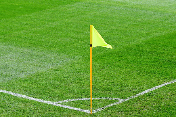 soccer field red corner flag