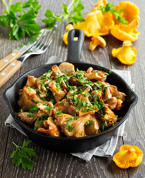 istock Fried chanterelle mushrooms in a creamy sauce 495668865