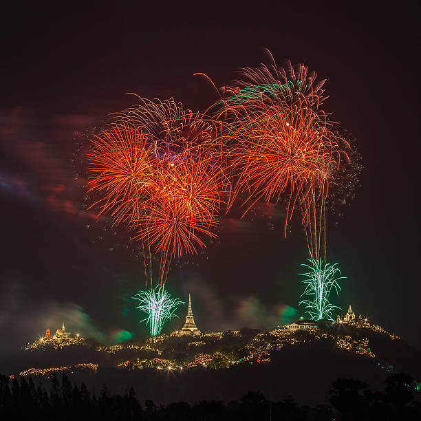 istock Firework on Khao Wang Mountain, Petchaburi Thailand 495668905