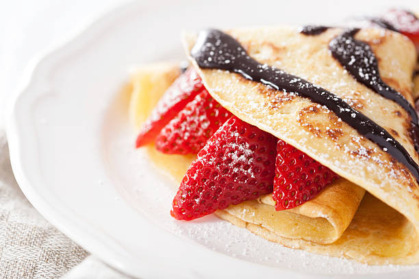 istock pancakes with strawberry and chocolate sauce 495669027