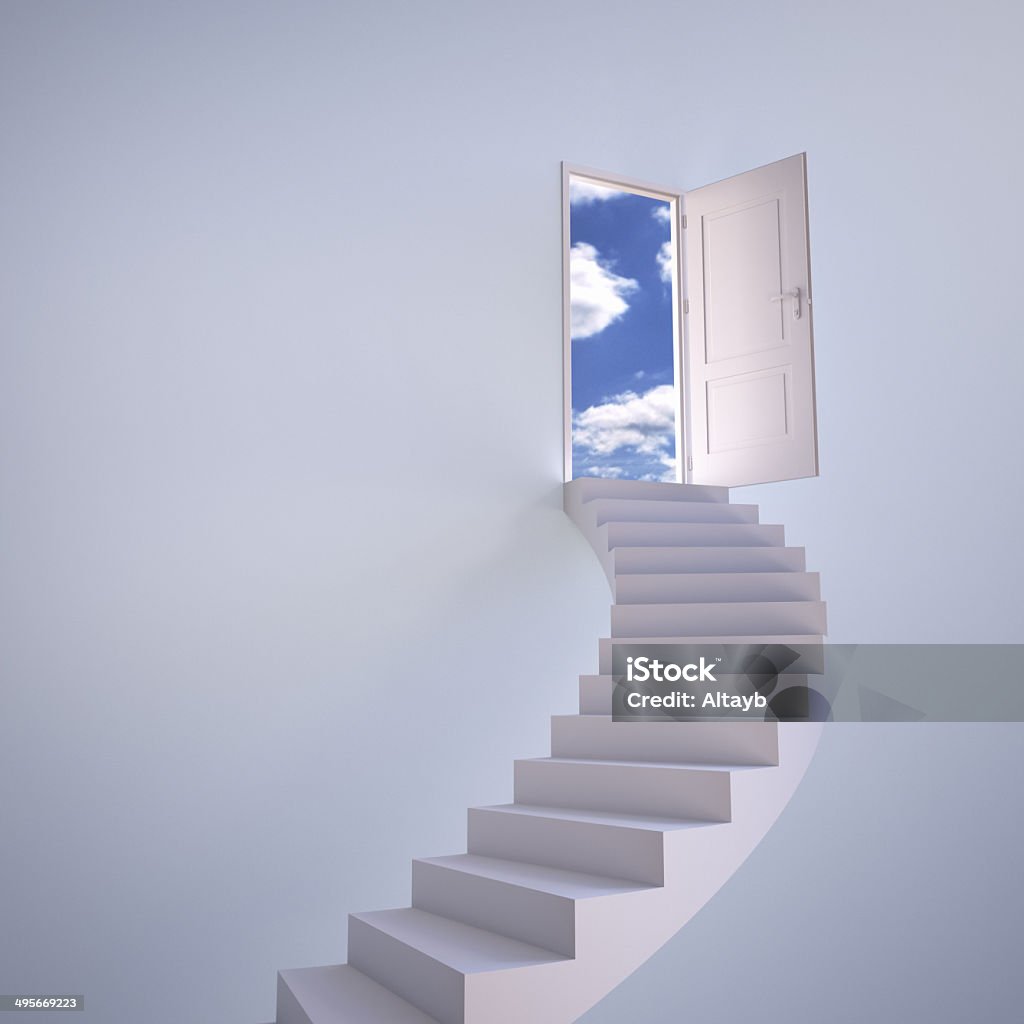 Stairway to the sky Stairway to the sky , copy space , 3d render New Stock Photo