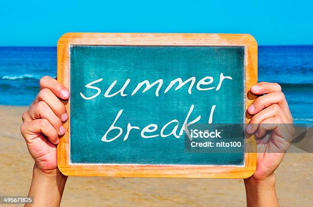 Summer Break Stock Photo - Download Image Now - Beach, Chalkboard - Visual Aid, Concepts