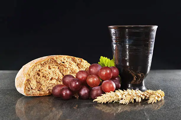 Bread and wine for sacrament or communion