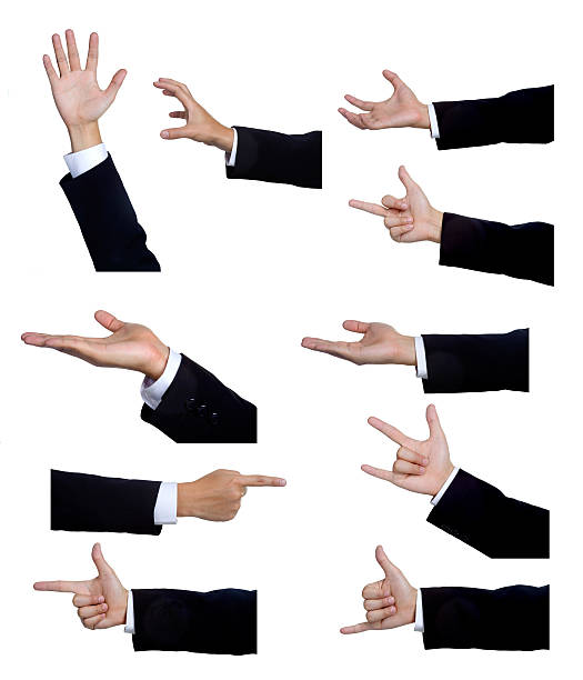 istock set hand showing different signs 10 action suit isolated 495674172