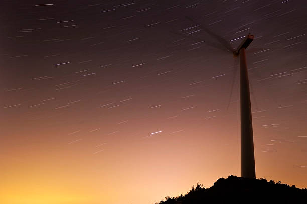 istock Wind turbine under the stars 495686281