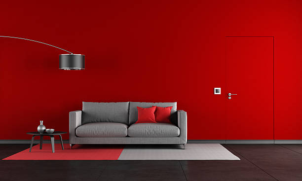 istock Red and black living room 495686893