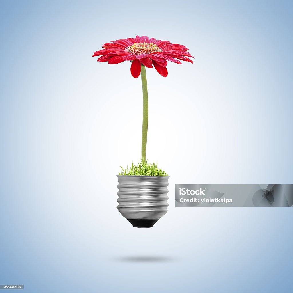 Bombilla concepto de la energía alternativa - Foto de stock de Blanco - Color libre de derechos