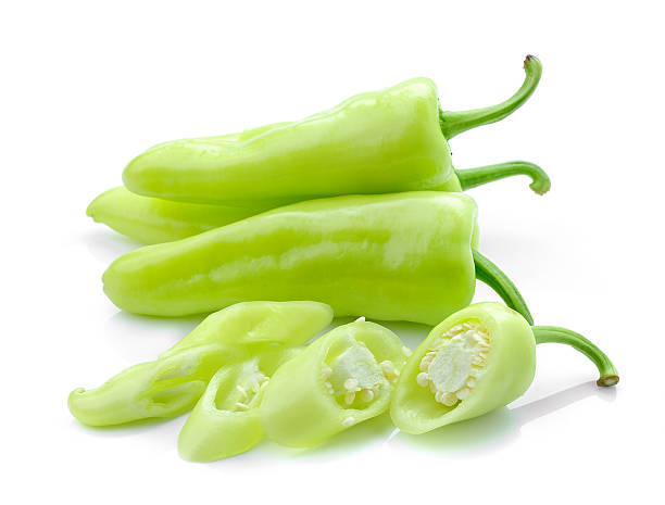 istock Green hot chili pepper on white 495688699