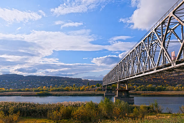 istock Metal bridge across the river. View at opposite side 495689502