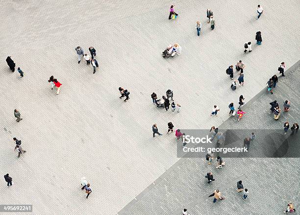 Urban Crowd From Above Stock Photo - Download Image Now - People, Aerial View, High Angle View