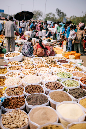A nut stall in a market, New Delhi, India