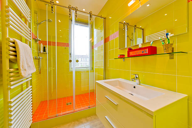 Design of modern luxury bathroom interior.