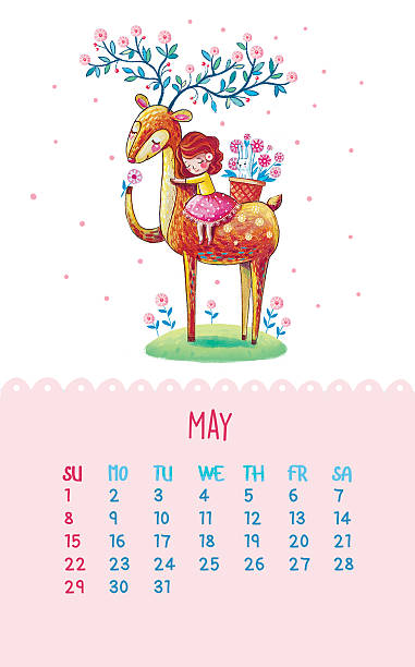 ilustrações, clipart, desenhos animados e ícones de calendário para 2016, com belas ilustrações à mão. - glade greeting card illustration and painting pink