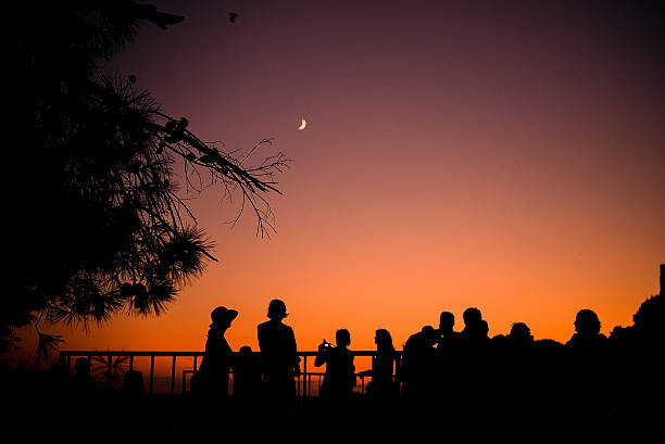 istock Group of young people watching sunset 495694192