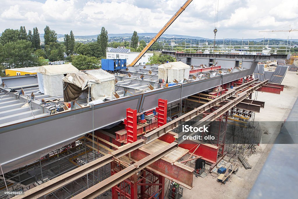 Construction site, highway bridge Architectural Column Stock Photo