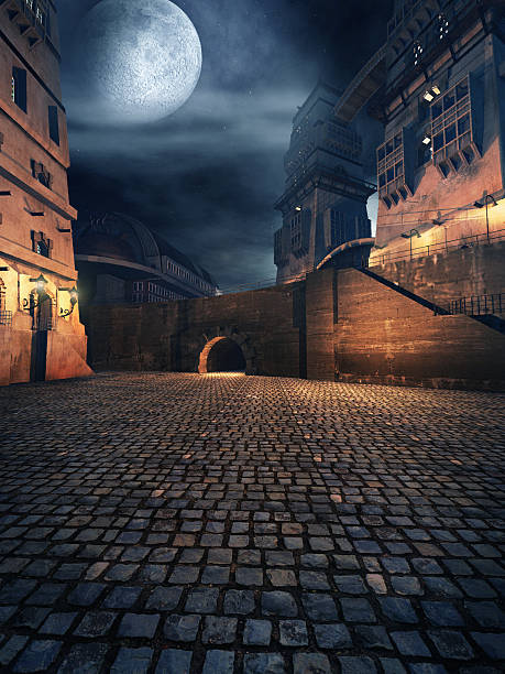 istock Full moon over the street 495696464