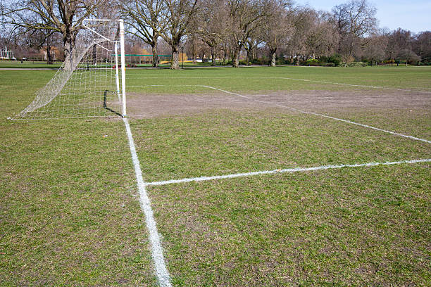 istock Soccer goal in morning 495697587