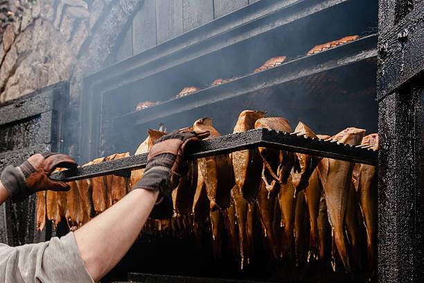 Smokehouse Traditional Smoking oven - smoke mackerels kipper stock pictures, royalty-free photos & images